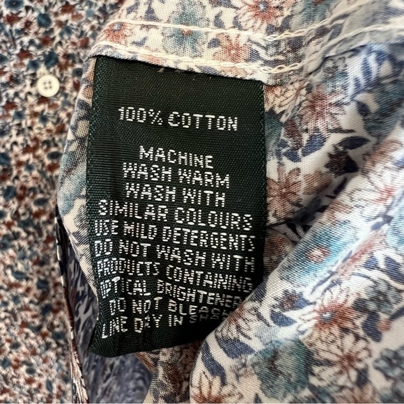 Rodd & Gunn Floral Button Front Long Sleeve Shirt Blue Brown XXL Spring Preppy - Picture 5 of 5